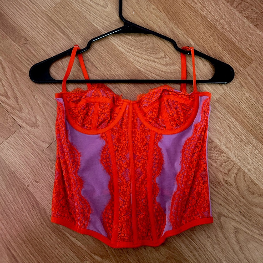 Urban Outfitters Out From Under Corset Top - Orange and Purple - Medium